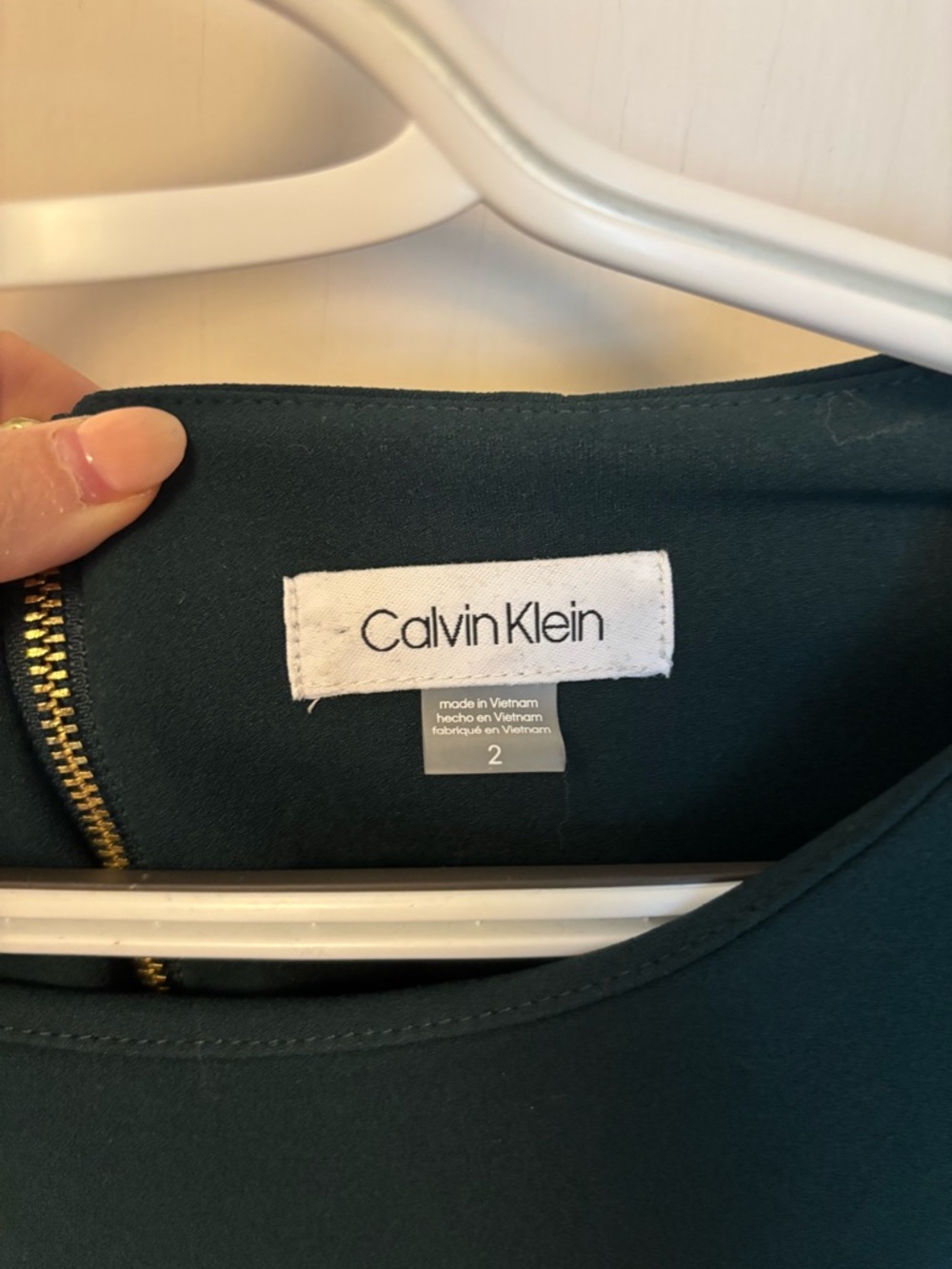 Calvin Klein Dark Green Long-Sleeve Midi Dress - Picture 3 of 5
